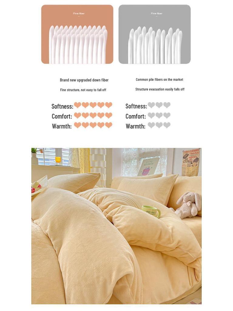 G5Z Milk Fleece 4-Piece Bedding Set: Thick, Warm, Anti-Static, Double-Sided for Autumn/Winter. Includes Single Duvet Cover.