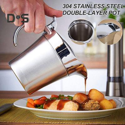 Pentola per salse da 500/750 ml con coperchio e manico Contenitore per sugo in acciaio inossidabile per uso alimentare con doppio isolamento a prova di perdite per condimenti per insalata e crema