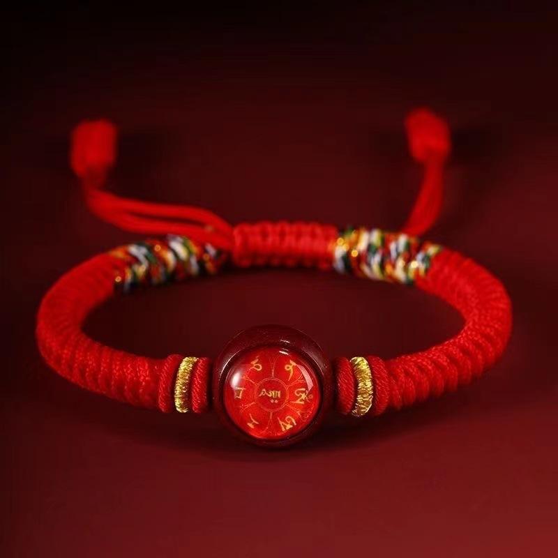 12 Zodiac Eight Patron God Of Wealth Benmingfo Patron Smulet Red Rope Hand-Woven Adjustable Hand Rope Bracelet
