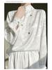 2024 Spring/Summer Women's Chinese Style Satin Jacquard Stand Collar Shirt