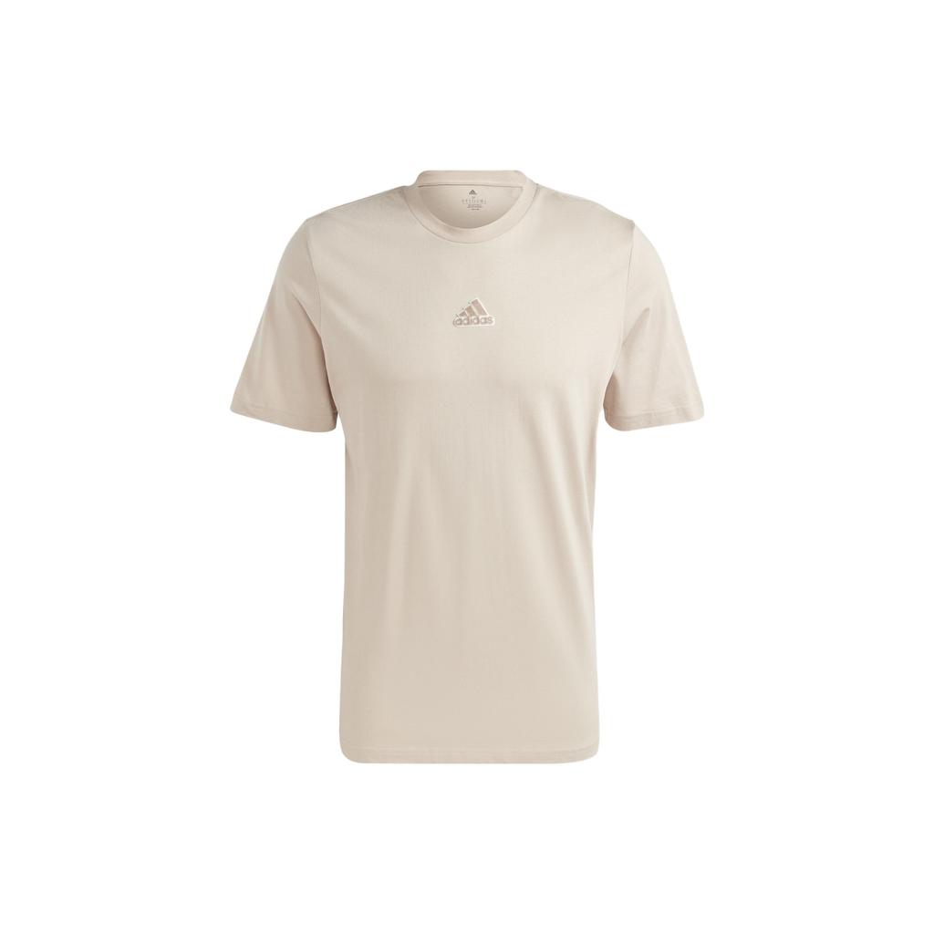 adidas T Shirts Men's Beige Crew Neck Moderate Straight Fit HY1333