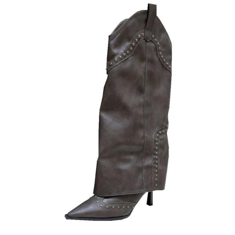 Pointed thin heel boots summer new retro high heel trouser boots niche versatile thin fashion boots women