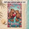 Hearts Theme Soft Beach Towel Personalized Custom Name Text Towel Portable for Beach Pool Travel
