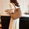 Genți de paie de vară pentru femei, genți de umăr din paie din ratan țesute, geantă de plajă croșetată din rafie, genți de mână casual