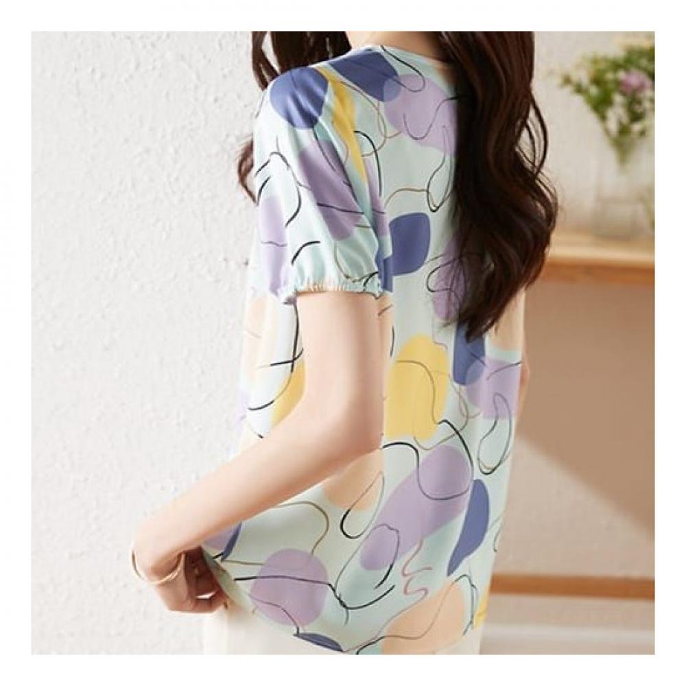 Navava Short Sleeve Blouse Round Neck Nb1314