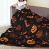Halloween pumpkin ghosts and black cats Blankets Multi-function Flannel Sofa Throw Blanket for Couch Bedding Travel Throws Quilt