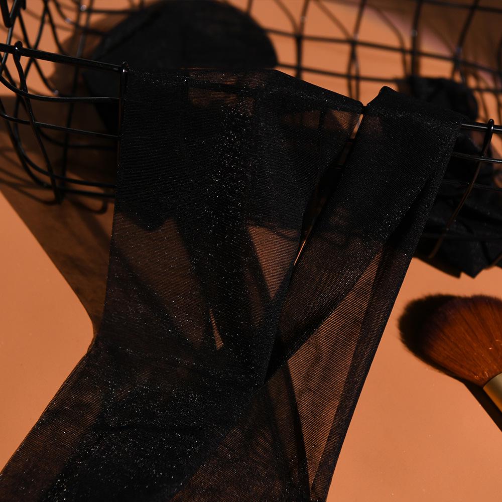 Pearlescent Starry Sky Pantyhose: Shiny Open Crotch, Black Silk, Nude Feeling, Super Thin Stockings.