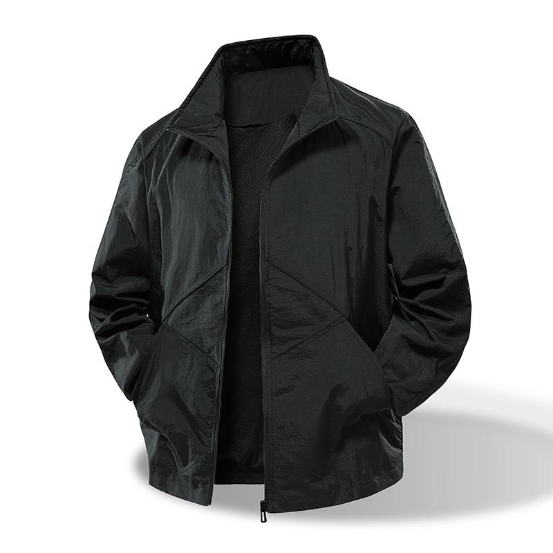 

Весенне-осенняя новая нейлоновая куртка для улицы, мужская, со стойкой воротником, рабочая униформа, ветрозащитная и водонепроницаемая, комбинированное пальто M чёрный