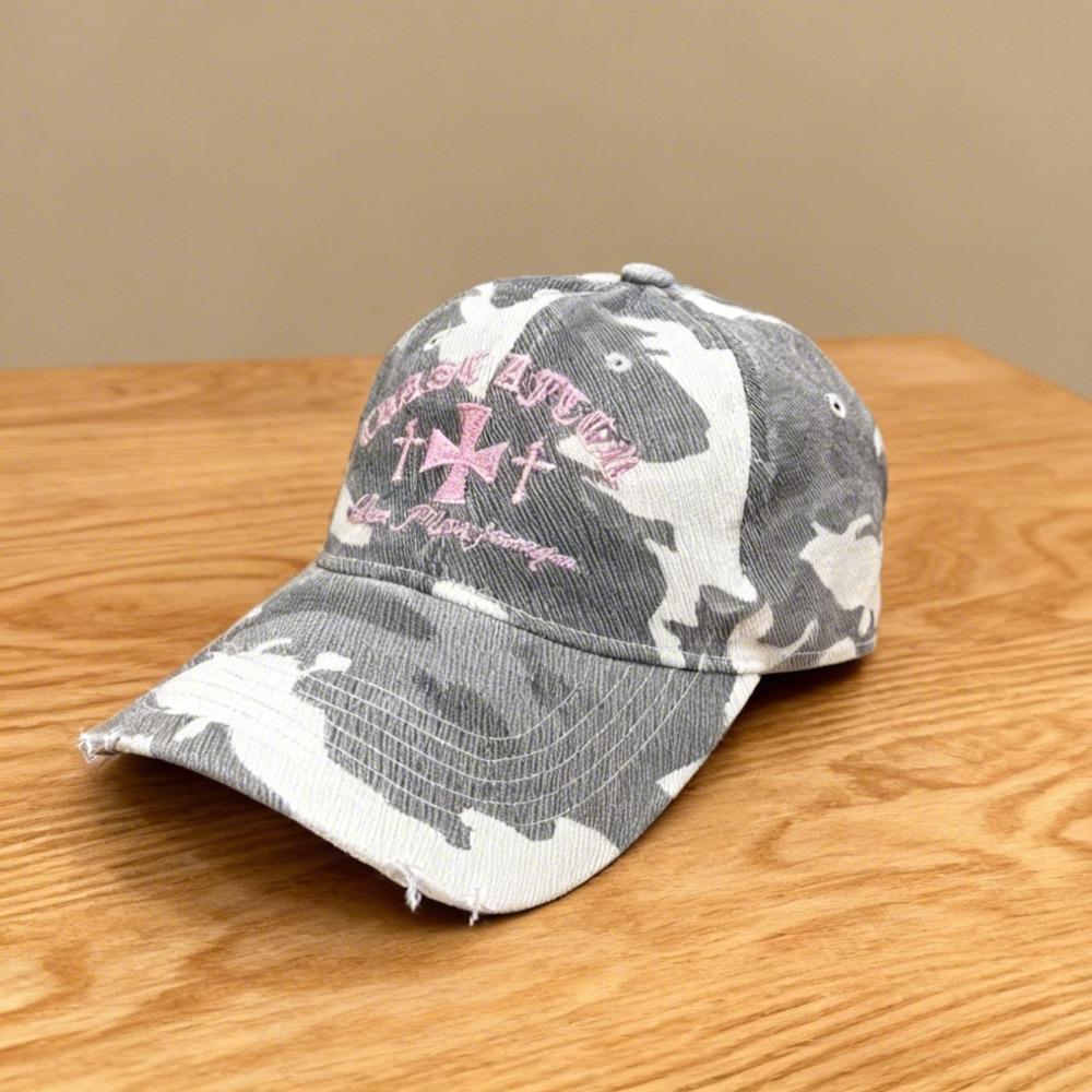 Retro Cross-stitch Camouflage Baseball Cap Unisex Casual Soft-top Cap Outdoor Sun Protection Hat Street Sports Trendy Hat