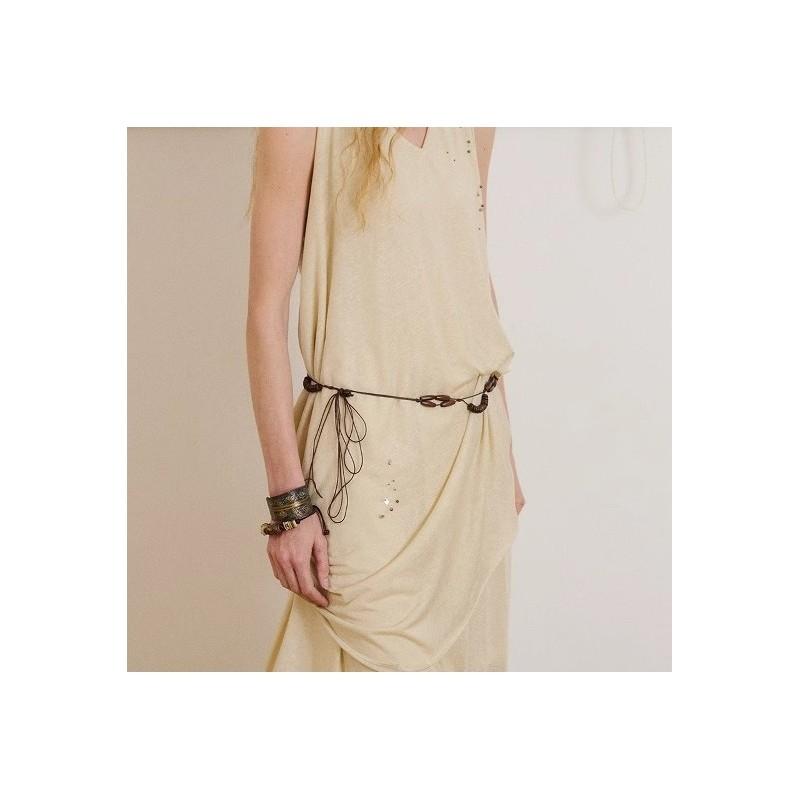 Ethnic Style Leather Waist Chain With Automatic Buckle For Bohemian Dress Waist Accessory