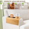 3 in 1 Couch Cup Holder Natural Bamboo Sofa Armrest Tray Foldable Beverage Cups Remote Control Phone Holder Multifunctional