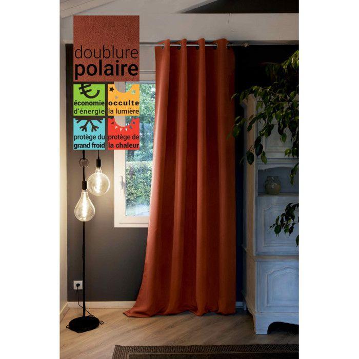 Blackout and Thermal Curtain Lined with Fleece "Inuit" All Dimensions - Inuit Terracotta - Blackout Panel + Fleece 140 X 260 Cm