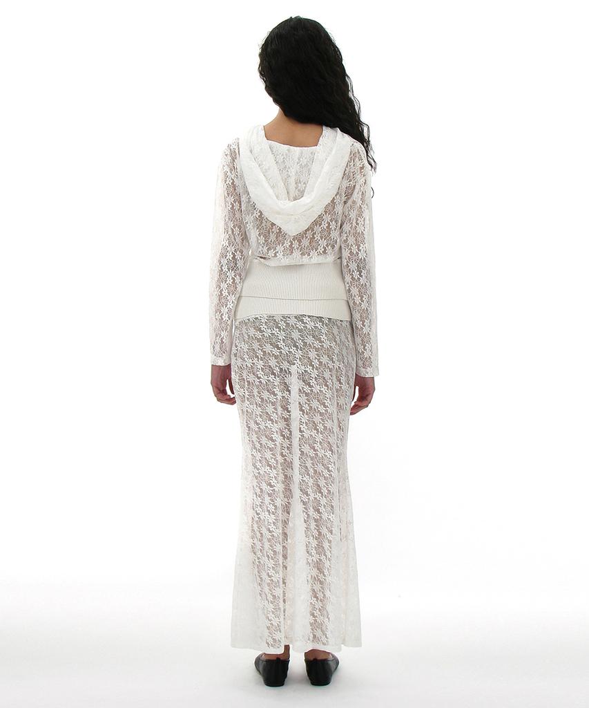 Partimento Woman Lace Flare Maxi Skirt_White