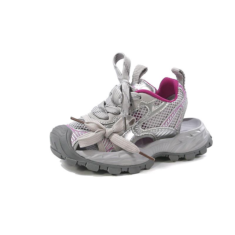 Students Sports Sandals Toes Capped Mesh Breathable Kids Running Shoes Soft Sole 2025 Summer New Children Casual Shoes Non-slip