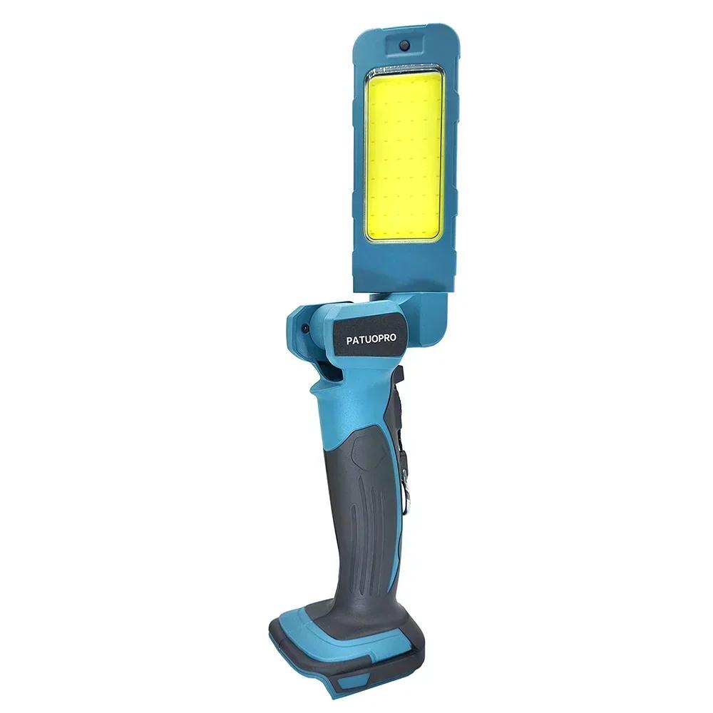 Rechargeable Cordless LED Flashlight Portable Work Light Handheld Spotlight Fit Outdoor Lighting Makita 18v Battery(No Battery)