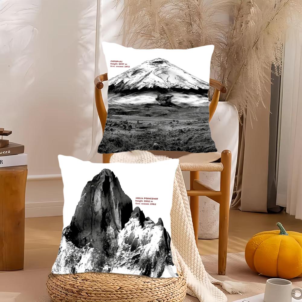 Schneebedeckter Berg Kissenbezug Seidiger Kurzer Plüsch Beidseitig Bedruckter Kissenbezug für Sofa Alle Jahreszeiten Heimdekoration Geschenk