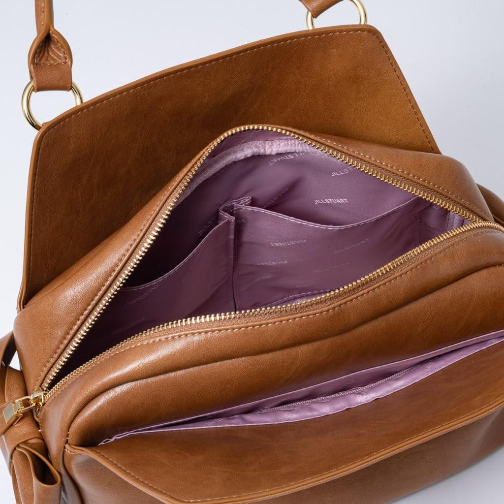 Jill Stuart Pecot Shoulder Bag with Ribbon Feminine and Vintage Design, Style, JSLH5EH1, Camel, Women's