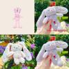 Plush Rabbit Keychain With Floral Pattern For Cute Bag Decor And Gifts