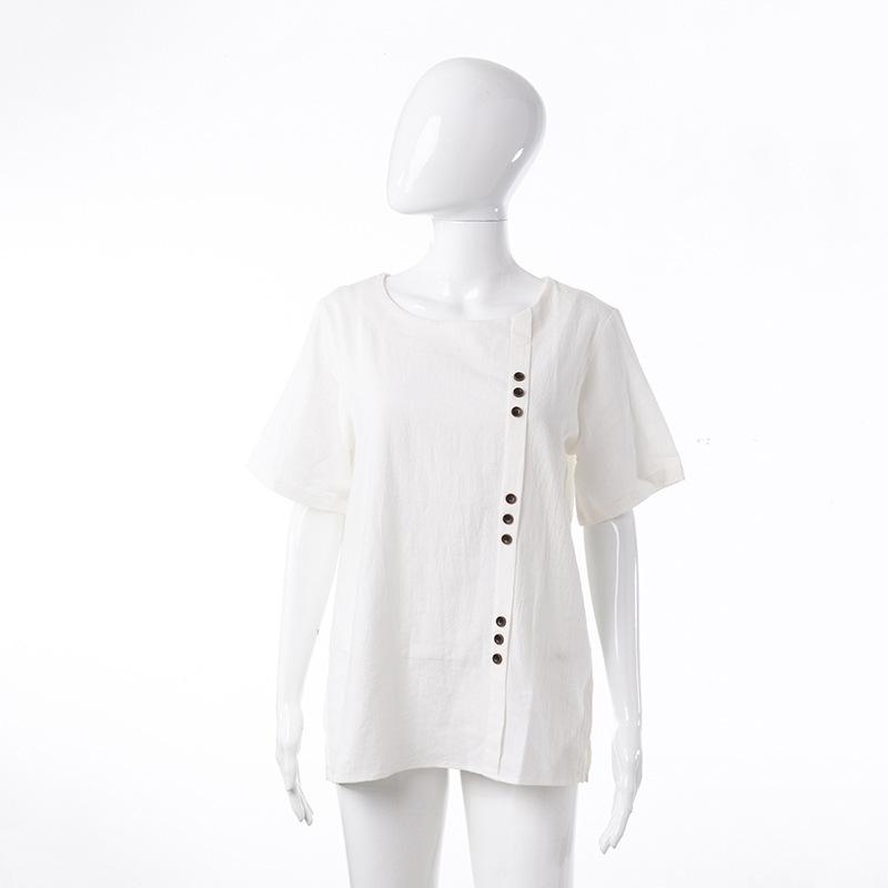 Популярная женская одежда хлопок лен женская футболка хлопок лен ретро популярная европейская и американская женская одежда больших размеров фунты можно носить S белый
