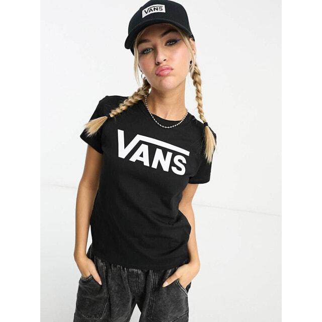 

Черная футболка с v-образным вырезом Vans flying