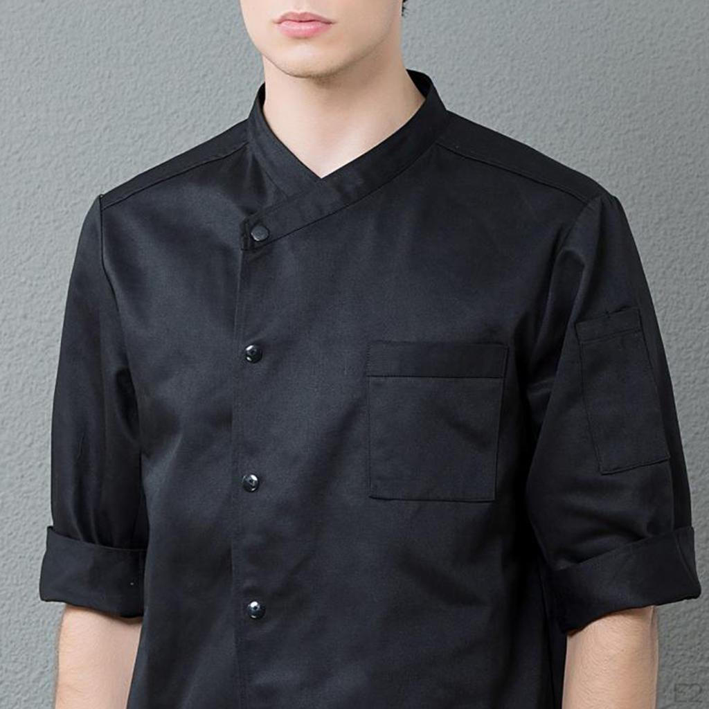 Women Men's 3/4 Sleeve Chef Coat Work Clothes Kitchen Jacket M