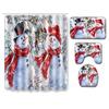 Christmas Shower Curtain Floor Mat Combination Four-Piece Set Bathroom Toilet Carpet Shower Room Mat Foot Mat