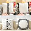 Geometric Embroidery Cushion Cover Natural Linen Organic Fabric Double-Sided Printing Breathable Perfect For Home Decor
