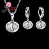Fashion Women Necklace Earrings Jewelry Sets Crystal 925 Sterling Silver Color AAAAA CZ Wedding Party Jewelry Sets For Women
