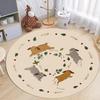 Cute Rabbit Pattern Round Rug Bunny Print Easter Carpet Girly Kids Play Soft Non-Slip Mat Holiday Home Decor Rug for Living Room