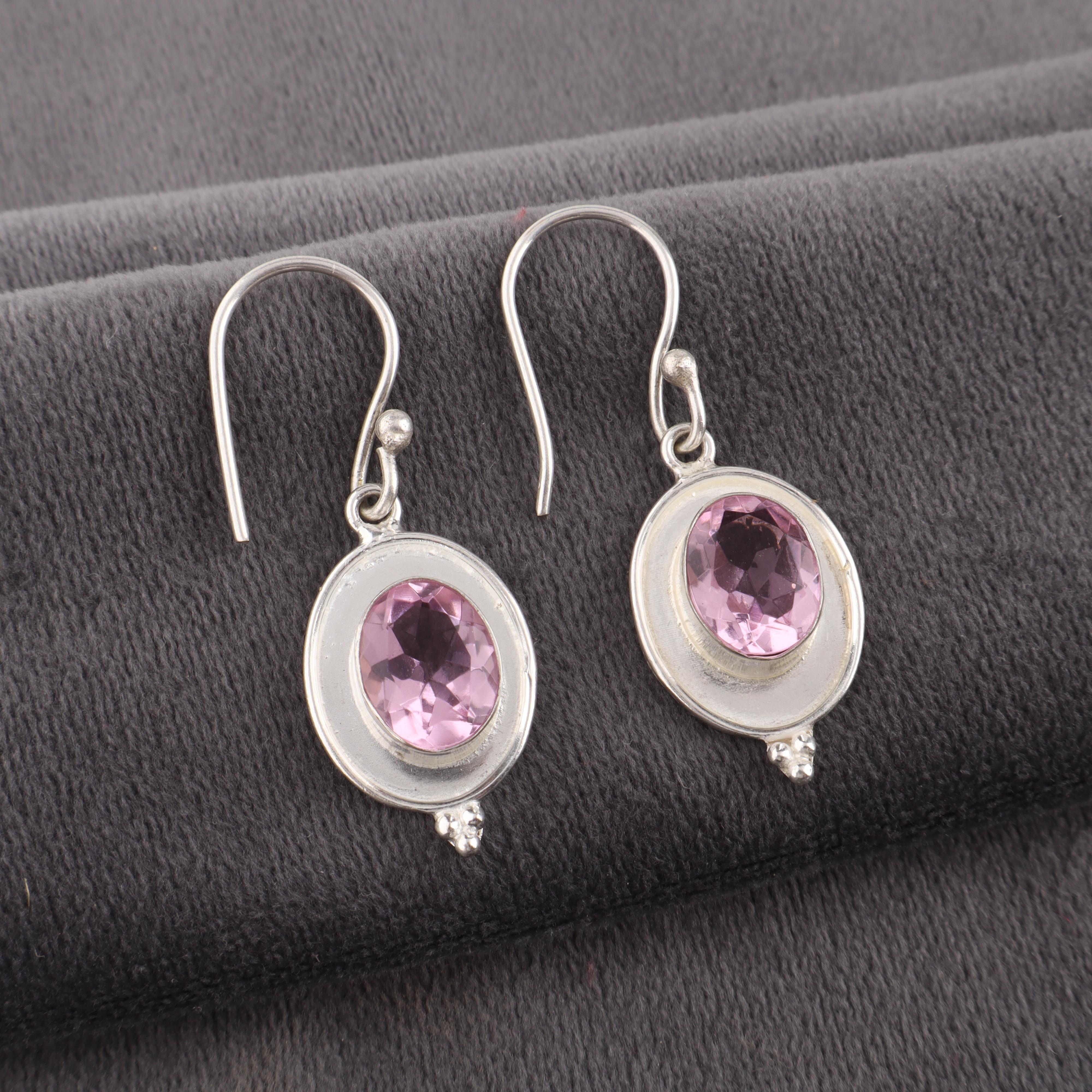 

Украшения с морганитом, серьги из стерлингового серебра 925 пробы, ослепительные серебряные серьги ручной работы, подарок для женщин 1.50 Inches розовый