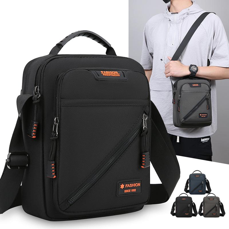 

Men s Shoulder Bag Oxford Handbag Multi-compartment Commuter Crossbody Bag чёрный