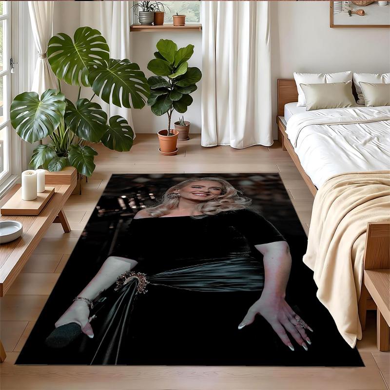 Adele Print Crystal Velvet Plush Rug Anti?Slip Wear?Resistant Floor Carpet For Indoor Household Home Decoration