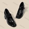 Woman Marie Janes Shoes Women British Style Black Chunky Heel Square Toe Single Shoe New Design Buckle Dress Shoes Elegant Pumps