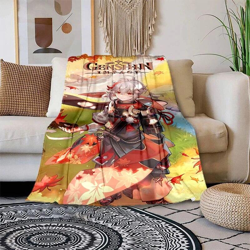 Genshin Impact Měkká plyšová rozkládací pohovka házecí kreslený moderní flanelový povlak na deku Gedruckt Bettdecke Geschenk piknikové deky