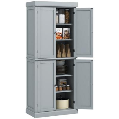 Szafka kuchenna nowoczesna komoda kuchenna z szafkami, regulowanymi półkami, 76 x 40,5 x 184 cm, szara