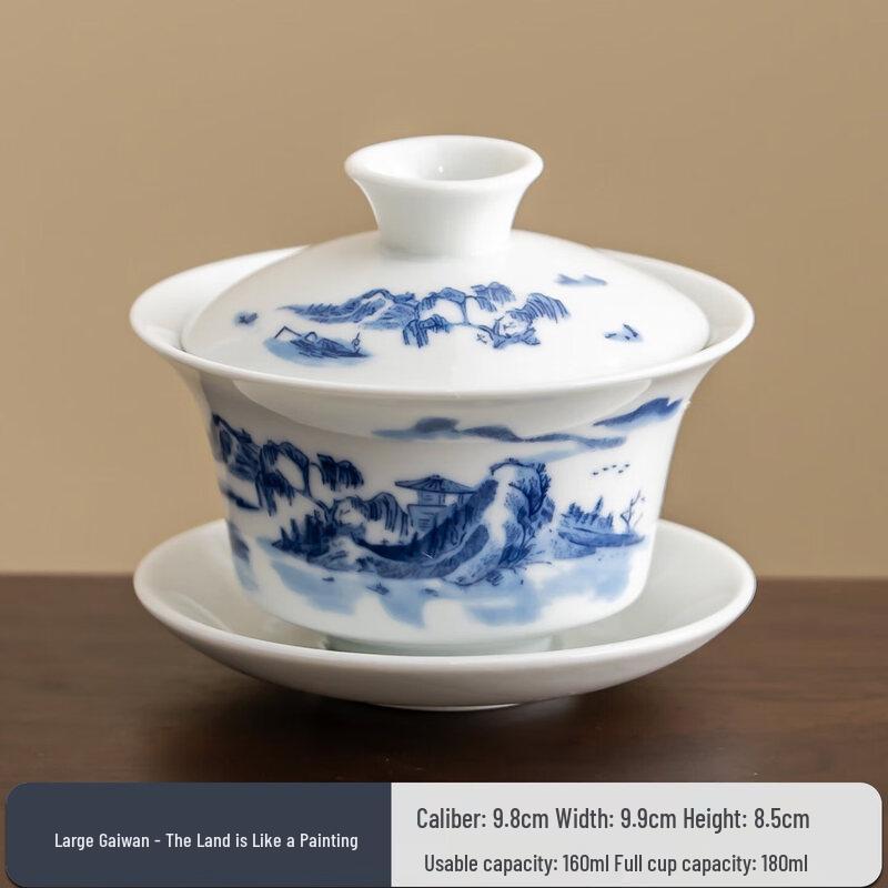 Blue & White Porcelain Gaiwan Tea Bowl