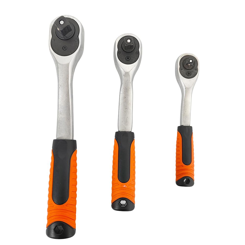 Professional 72-Tooth Ratchet Wrench Set with Quick Release 3 Drive Sizes (orange,1/4in&Natural&72 Teeth Ratchet Wrench) оранжевый