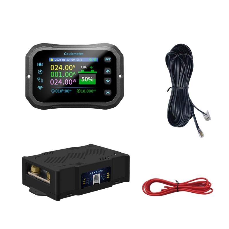 1 Set Battery Coulomb Counter Power Volt Ammeter for Lithium Batteries with Intelligent Safe Features Cable Included