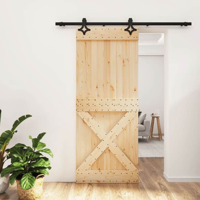 VidaXL Porte coulissante et kit de quincaillerie 85x210 cm pin massif, porte intérieure, porte de grange intérieure 3203153