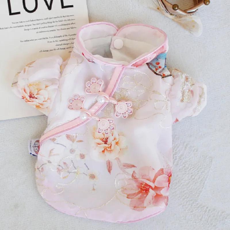 

Chinese Tang Suit Dog Shirt Summer Cat Puppy Small Dog Clothes Yorkie Pomeranian Shih Tzu Maltese Poodle Bichon Clothing Costume XS розовый