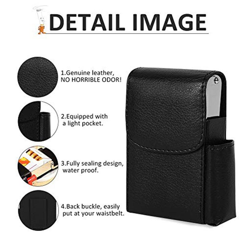Portable PU Leather Cigarette Case Cover Gas Lighter Holder Box Waist Pocket Pack Belt Bag Smoking Accessories Gadgets for Men
