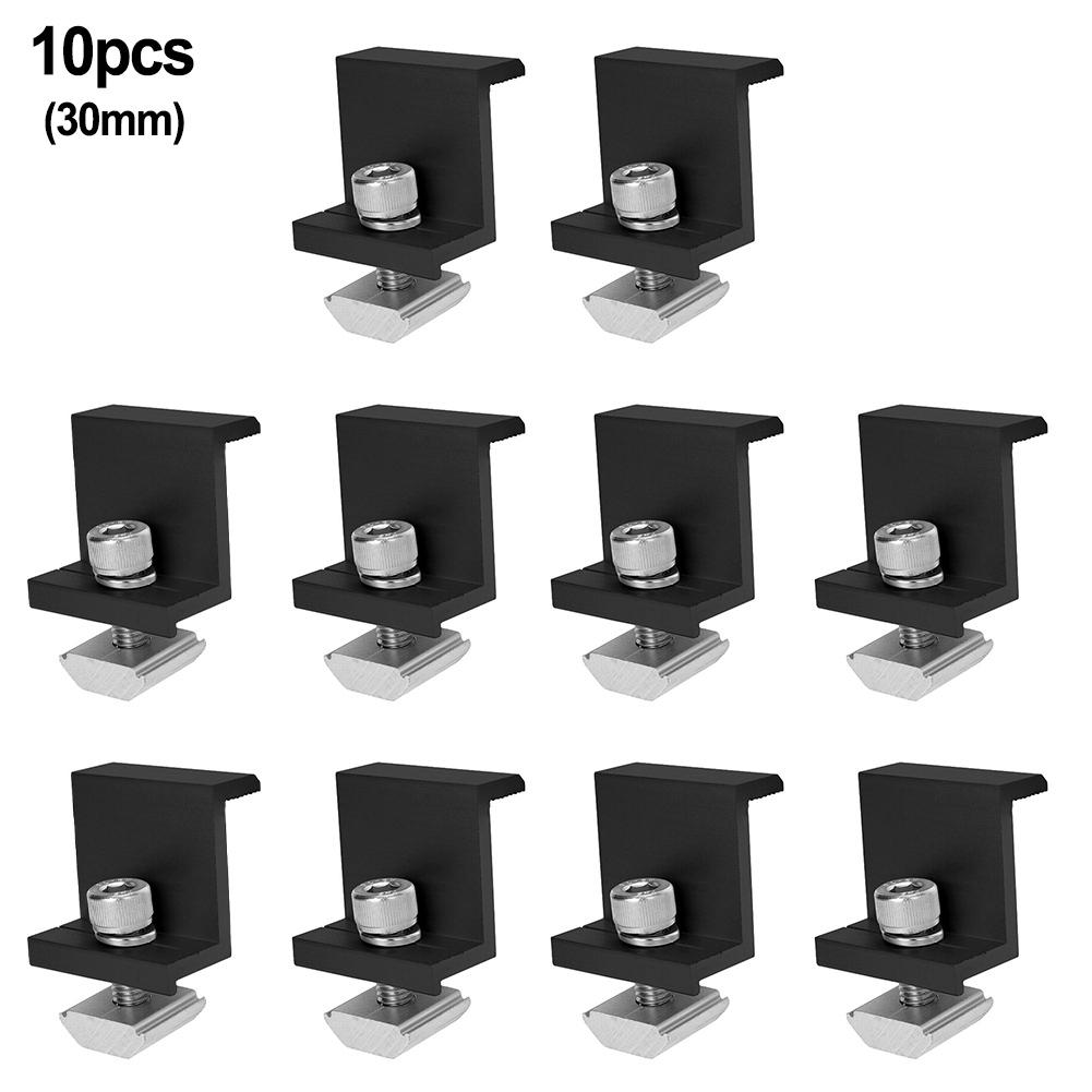 4Pcs Solar Panel Bracket Fixing PV End Clamp Middle Clamp Mounting 30mm/35mm Black