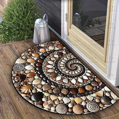 Fußmatte Rutschfest Stabiles Design Farbecht Saugfähig 3D-Illusions-Teppich Halbkreis Wohnzimmer Schlafzimmer Eingang Dekorativer Fußabtreter