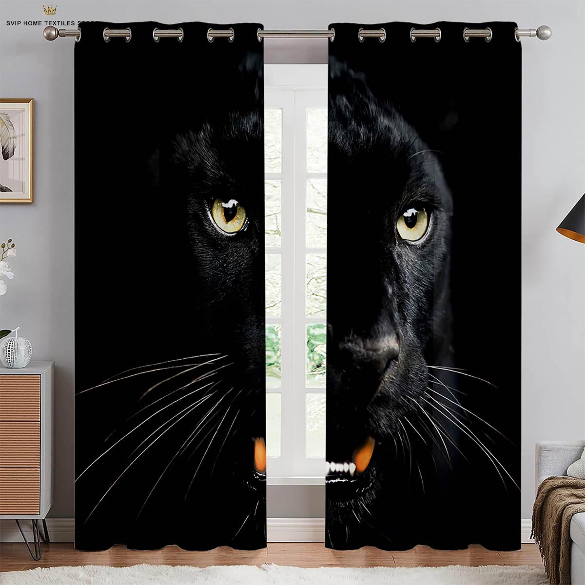 

3D-печать затемняющих штор, свирепое животное, тигр, лев, подходит для спальни, кабинета, гостиной, декоративная, теплоизоляция W100xH130(CM) folio&Rod pocket