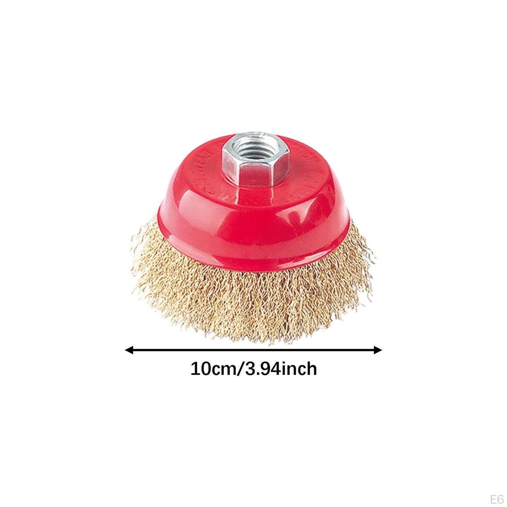 Crimped Wire Brush for Angle Grinding with Threaded Mandrel, Compact, Sturdy, Easy to Install,