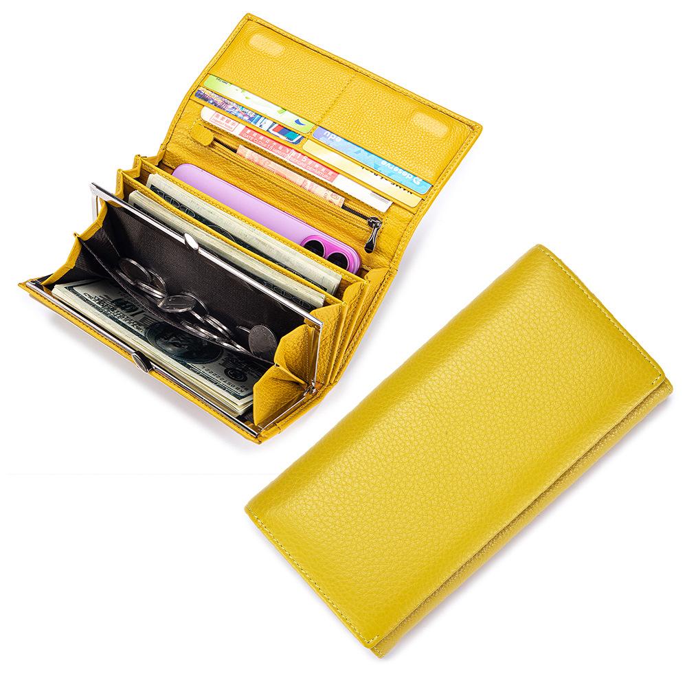 Neues Damen-Langportemonnaie Portemonnaie Große Kapazität Retro-Klammer Handy-Tasche Multifunktionale Clutch-Tasche