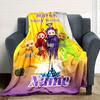 Teletubbies March Birthday Celebration Cartoon Print Blanket Personalized Name Soft Lightweight Versatile Suitable For Sofa Bed Picnic Office Car