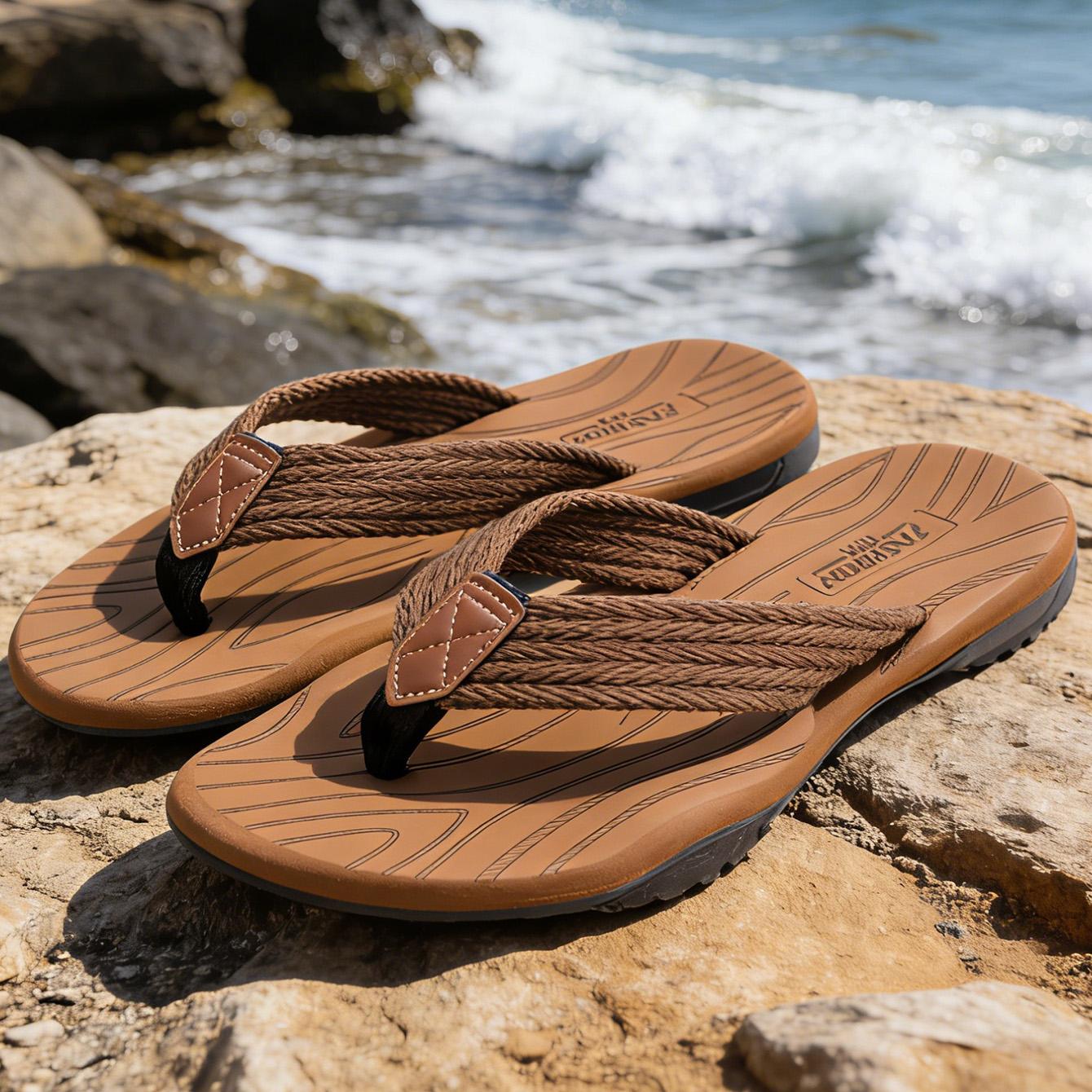 Summer Essential Men s Quick-Dry Flip Flops Non-Slip Comfortable EVA Sandals for Beach, Shower & Indoor Outdoor 39-40 коричневый