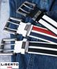 Double Pin Faux Leather Belt with Free Size [Libert Edwin] Men's Eyelets, Casual, White,