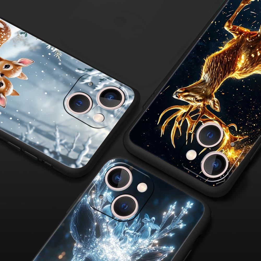 Cartoon Animal Deer Phone Case Cover for iPhone 17 16 15 14 13 12 Pro Max 11 Pro Max 17 AIR Plus Shockproof Soft TPU Shell Capas